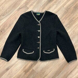 GEIGER of Austria dark gray 100% wool coat w/ wood buttons EU 46/US 14/XL